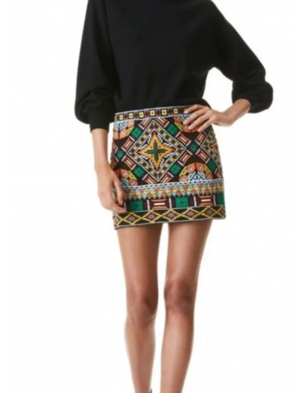 Alice + Olivia Elana embroidered mini skirt 2